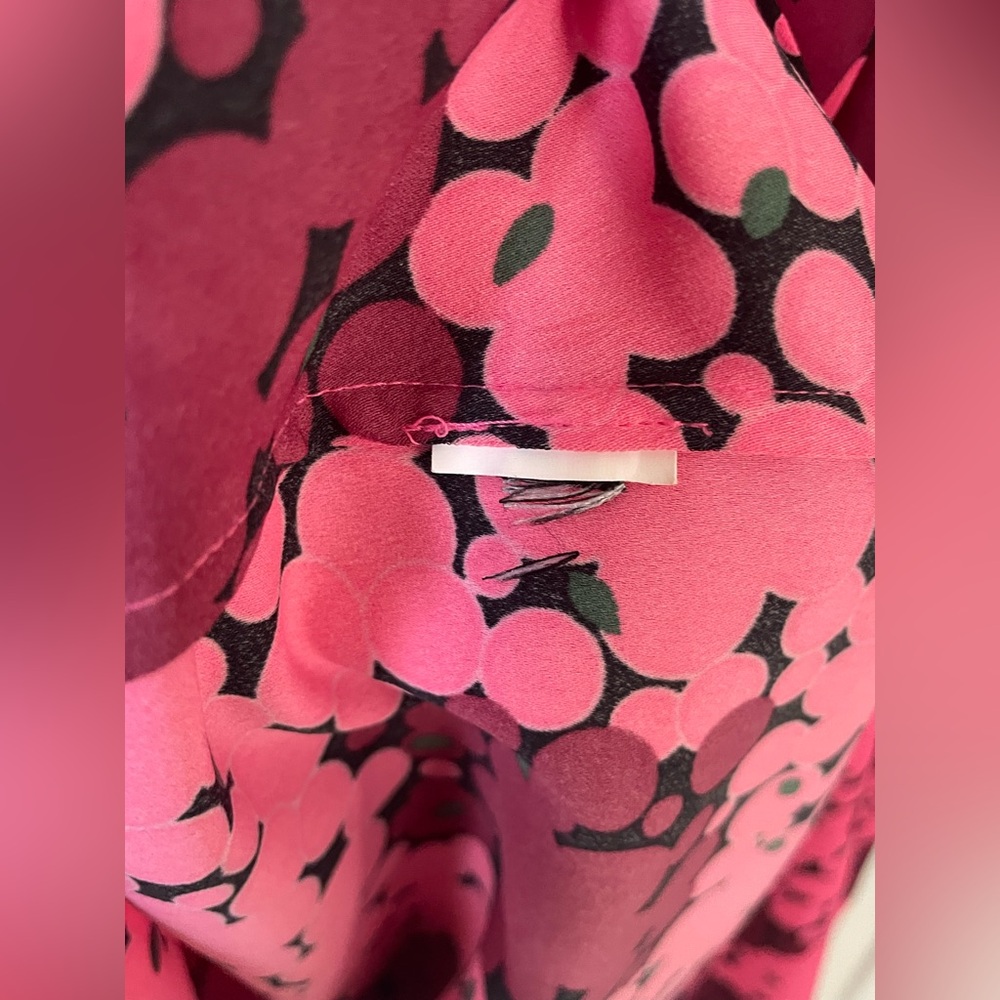 Kate Spade Blouse Top Women’s Large Bubble Dot Floral Tie Neck Pink Designer - Picture 10 of 10